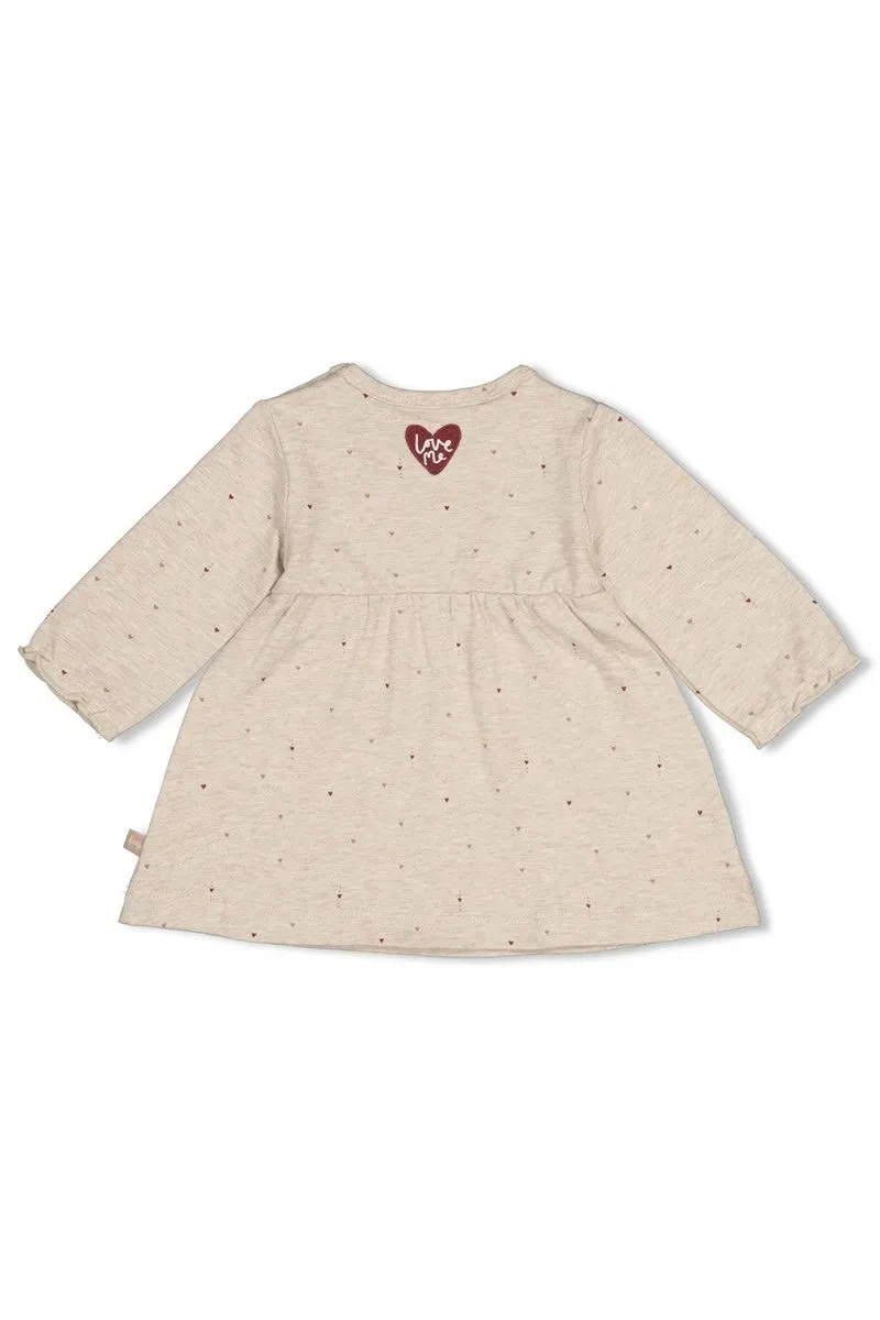 Feetje jurk AOP My Little Love, taupe melange, all-over print